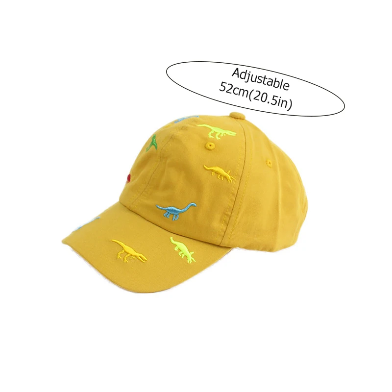 RICYGVM Dinosaur Embroidery Kids Baseball Hat Solid Color Children Peaked Cap Cotton Baby Duck Tongue Cap Boy Girl Sun Virsos