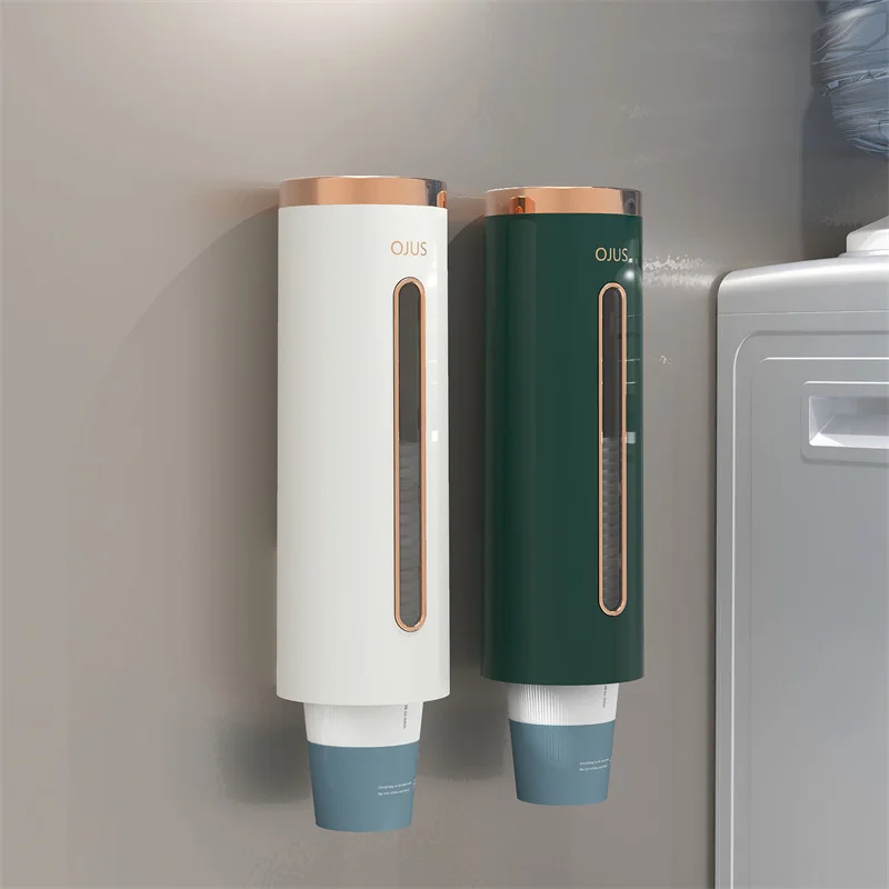 Dispenser Di Acqua Portabicchieri In Plastica Usa E Getta Organizzatore Automatico Ripiano A Parete Appeso Rack Remover Contenitore Antipolvere