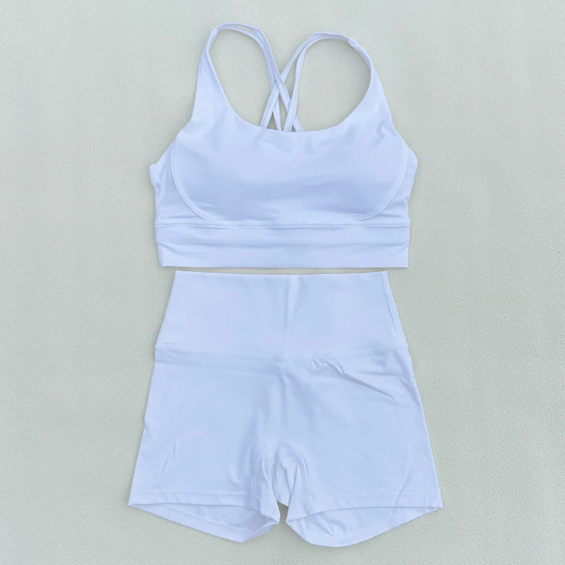 2 Piece Yoga Clothes Women's Tracksuit Athletic Wear Fitness Suit Gym Workout Push Up Clothes Sports Bra Yoga Shorts Suit