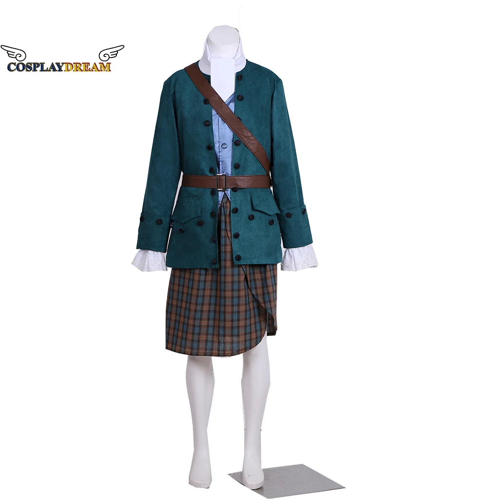 

TV Outlander Jamie Fraser Cosplay Costume 18th Century Scottish Tartan Skirts Adult Men Halloween Party Fancy Suit Custom Made