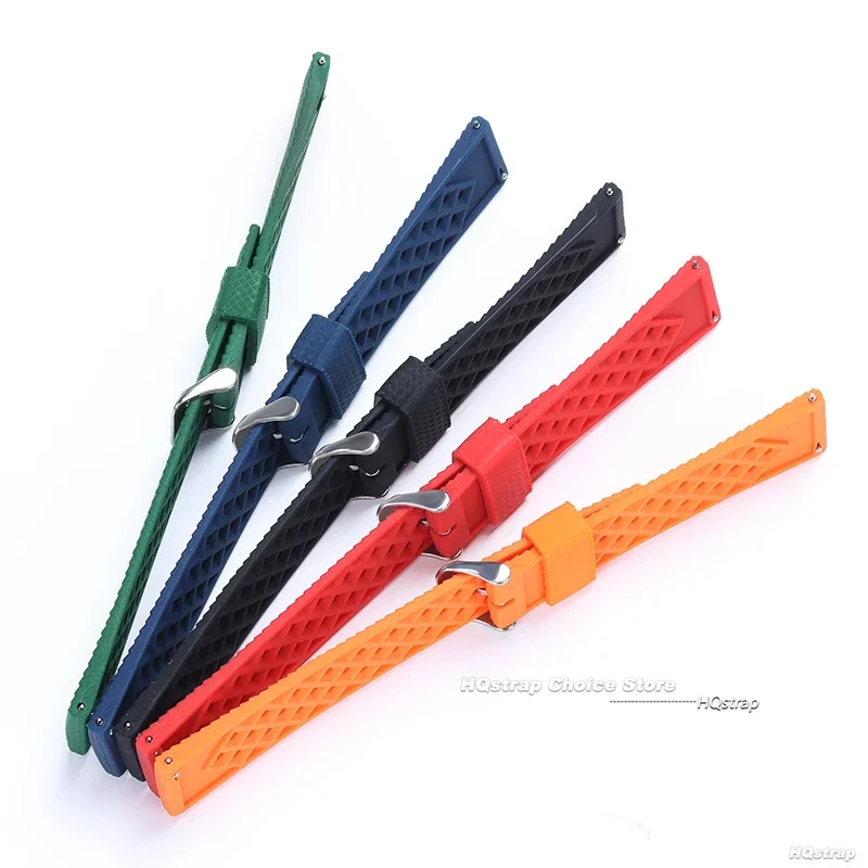 Deluxe Tropic FKM Rubber Diving Watch Strap, Waterproof Black Bracelet