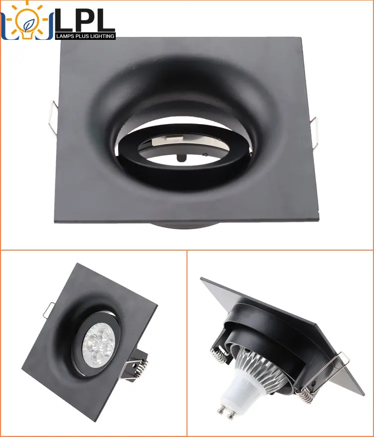컷 아웃 90mm 블랙 화이트 조정 가능한 LED 스포트 라이트 프레임 홀더 GU10 MR16 개조 키트, 라운드 스퀘어 Led 다운 라이트 고정 장치 피팅