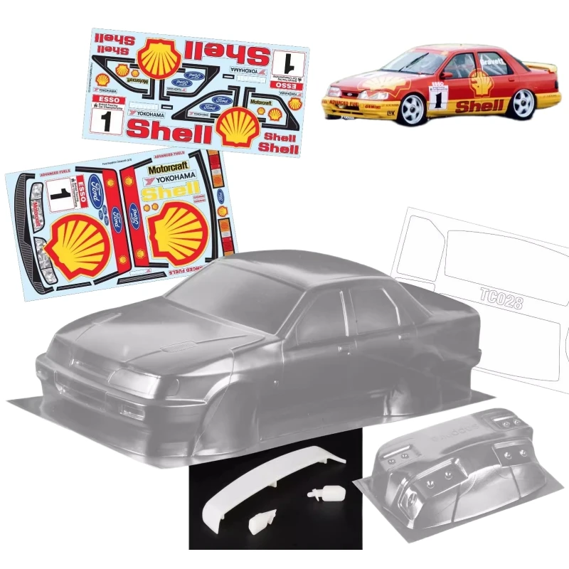 

1/10 FORD SIERRA SAPPHIRE RS Clear Body Shell W/Spoiler + Mirrors, On Road Car, RC Drift Chassis, 257mm Tamiya TT-01 TT-02