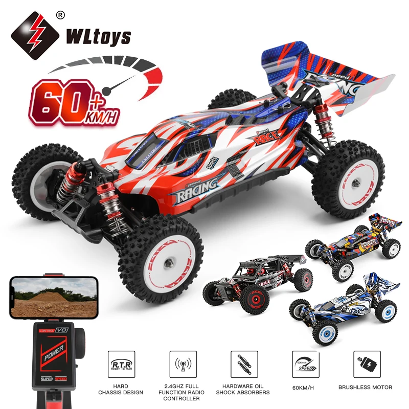 WLtoys-coche teledirigido eléctrico de alta velocidad, vehículo de carreras profesional de 60 KM/H con batería 3S, 4WD, sin escobillas, juguetes de Control remoto, 124008