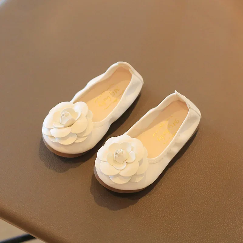 2024 New Girls School Shoes Slip on Black Red Baby Girl Leather Shoes Flower Ballet Children's Flat Girls Casual Shoes E12201 3