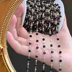1 Meter Black Copper Crystal Bead Chain for DIY Jewelry and Crafts (6)