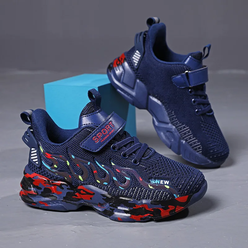 

2022 Fashion Children Sneakers for Years Boys Breathable Mesh Sports Shoes Kids Fashion Lightweight Running Tennis Sneakers