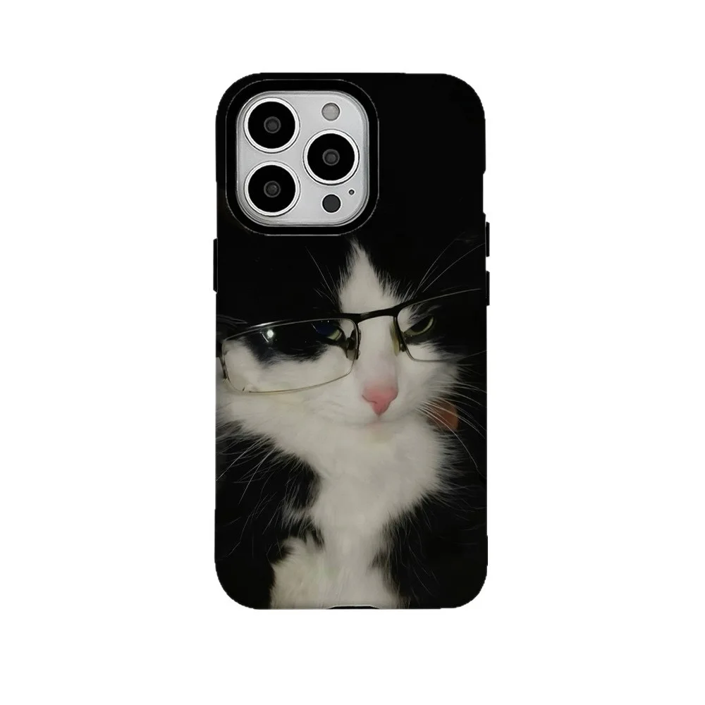 Stylish Korean Black Cat Cartoon Magnetic Phone Case