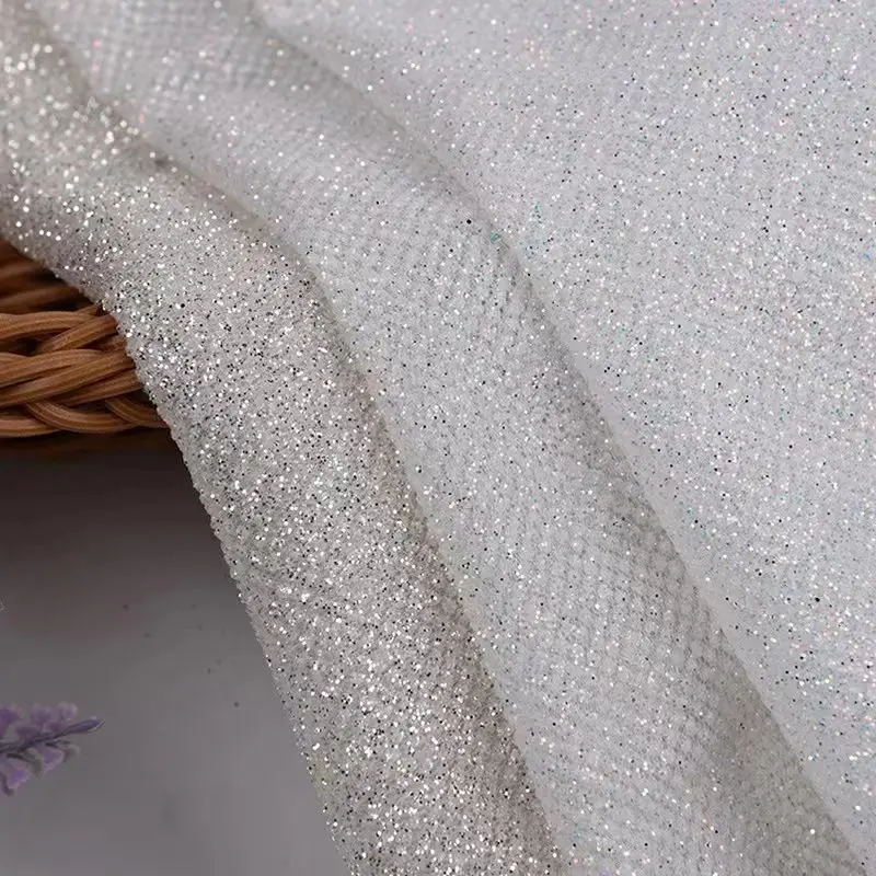 Luxury Glitter Tulle Fabric Bride Gown Magic Metallic DIY Dress Stage Wedding Decoration Party Dancewear Dress Cloths