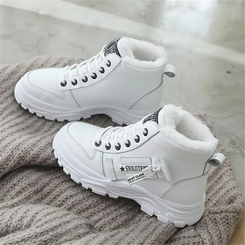 

Winter Boots Women Ankle Boots Warm PU Plush Winter Woman Shoes Sneakers Flats Lace Up Ladies Shoes Women Short Snow Boots 35 4