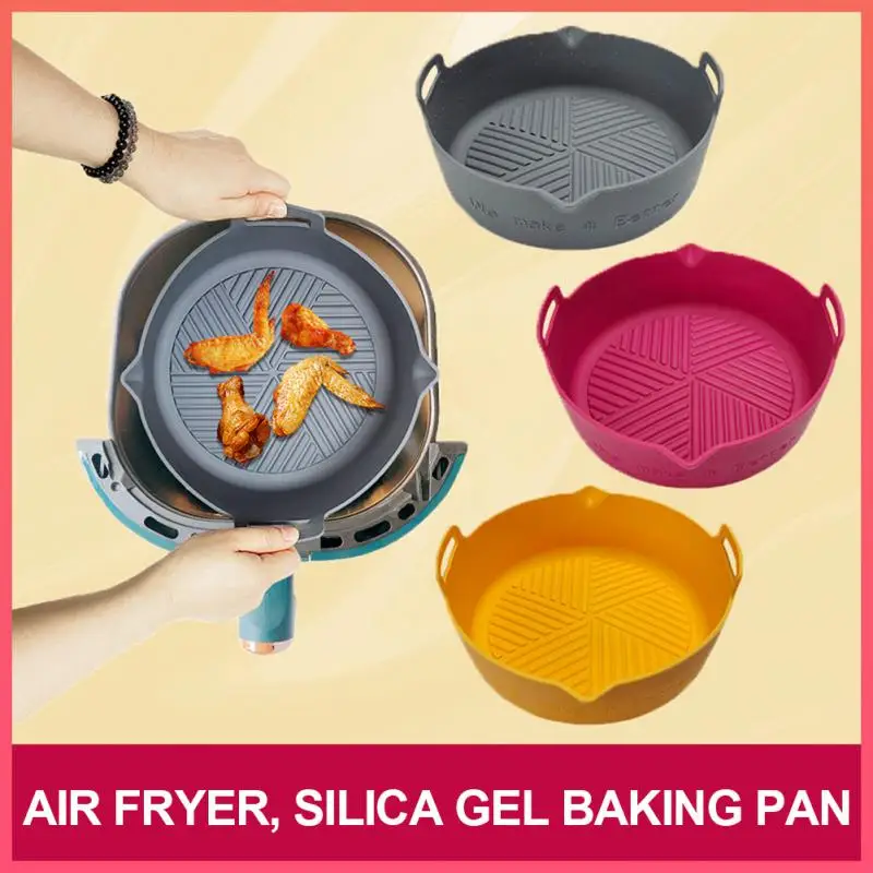 8 Zoll Air Friteuse Silikon Topf Backen Korb Ofen Backblech Gebraten Huhn Korb Matte Runde Replacemen Grill Pan Küche Werkzeuge