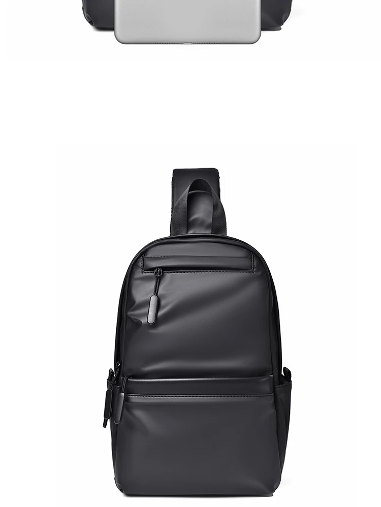 Neue trendige lässige Leder-Membran-Brusttasche für Herren, spritzwassergeschützte multifunktionale Umhängetasche – Detail 10