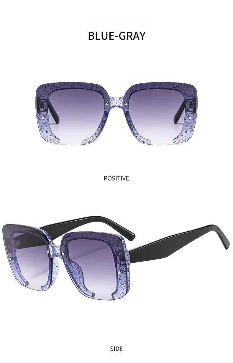 New men's and women's same style box fashionable set with glitter pink frame sunglasses, personalized notch glasses_voghion.com