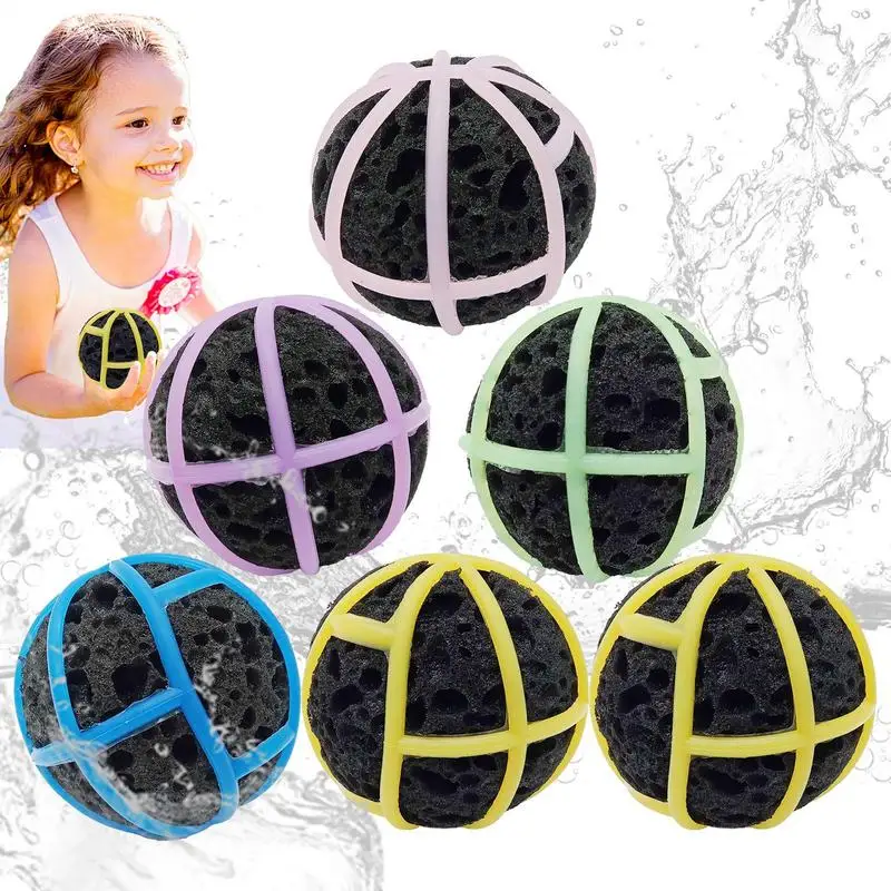 Sponge Water Balloons 6X Silicone Water Refillable Sponge Balloons Beach Pool Toys Pool Play Supplies Interactive Throwing Fight