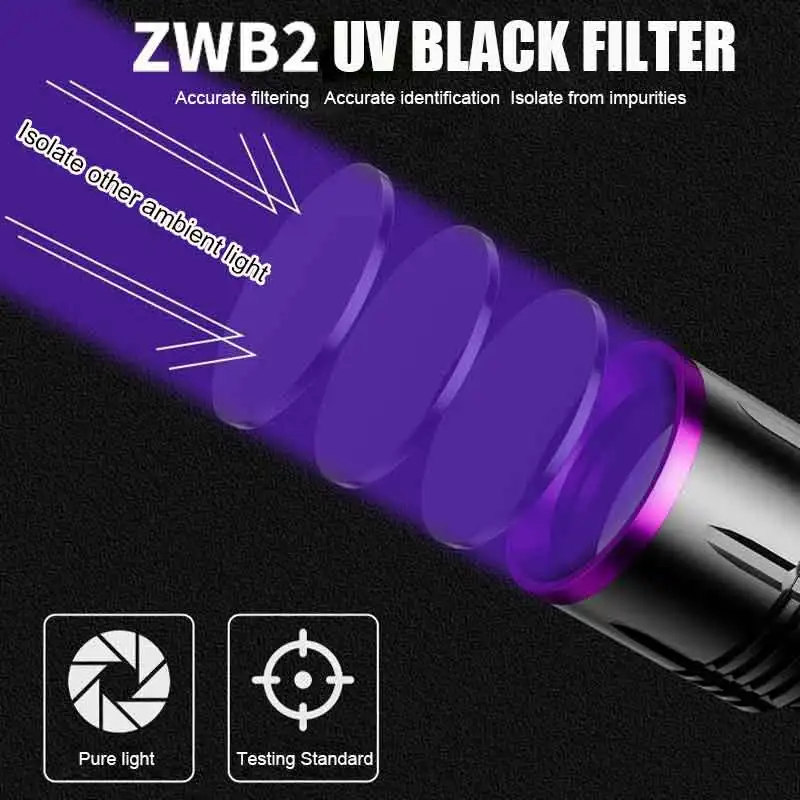 2026 신형 80W 블랙 미러 퍼플 라이트 감지 토치 강력한 365NM UV 손전등 타입-C USB 충전식 LED 자외선 램프