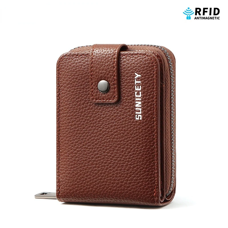 European and American new men's short wallet Multi card fashionable leisure zero wallet Litchi thin horizontal organ bag