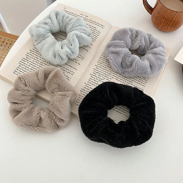 Warm Soft Hair Scrunchies Furry Elastic Hair Band 6
