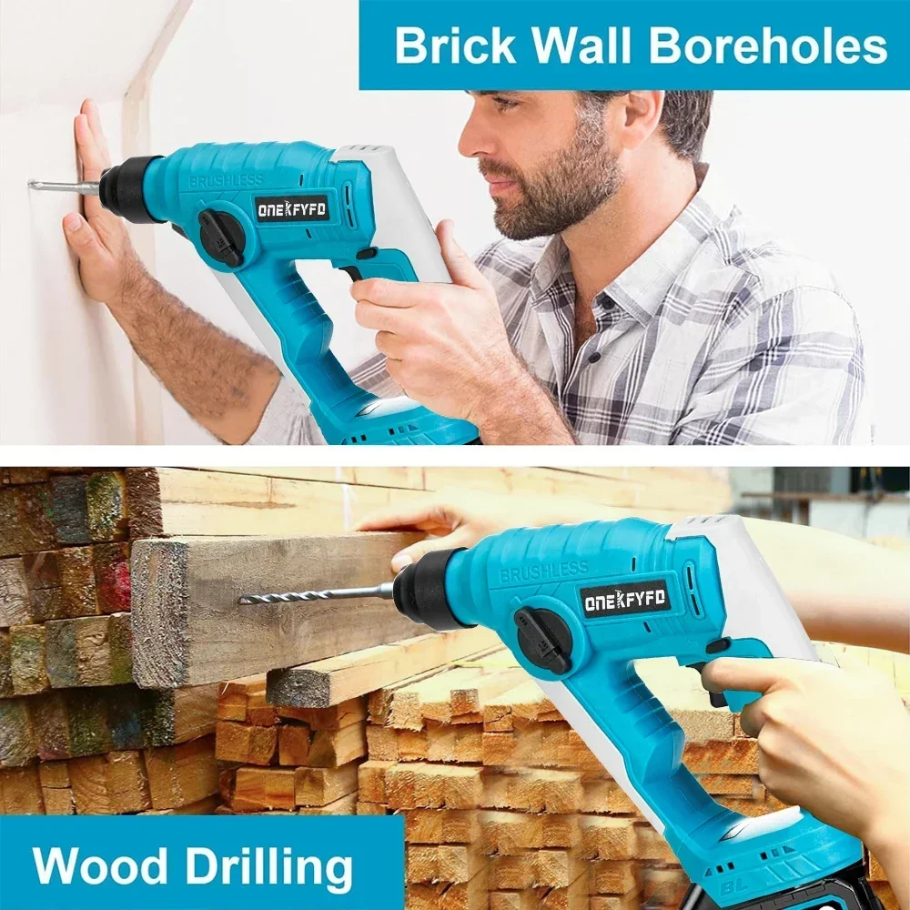 2 in 1 Cordless Drill Rotar Hammer Electric Impact Drill Portable Electric Pick Power Tools Fit For Makita 18V Battery Battery 5