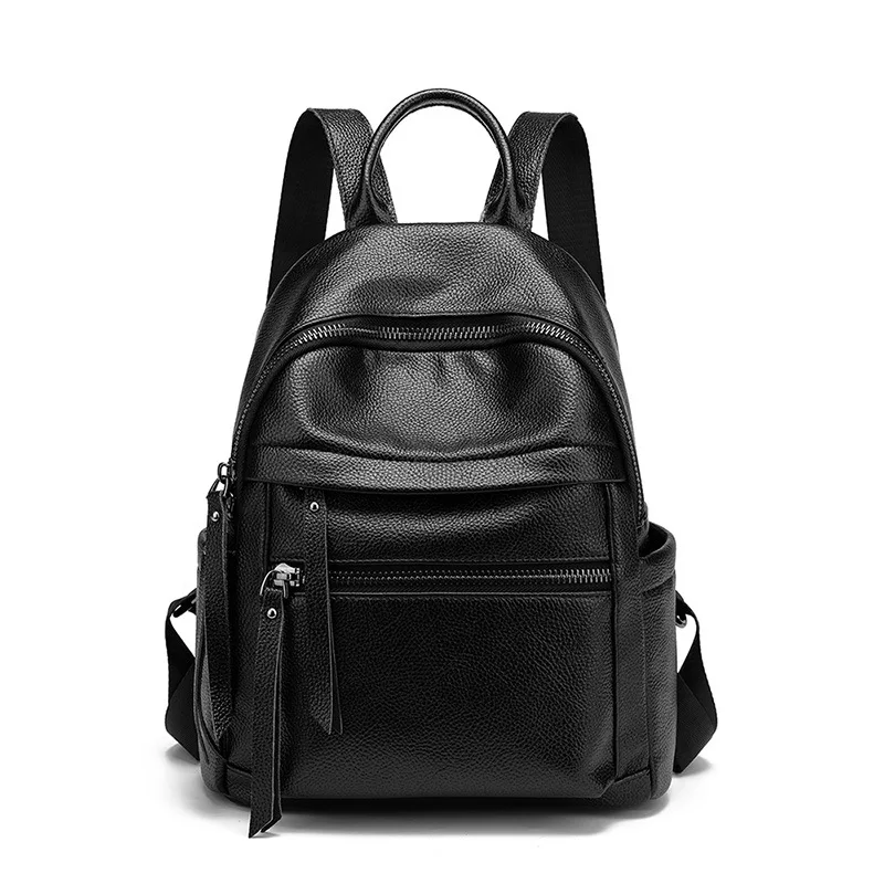 2023 New Fashion Genuine Leather Women Backpacks Luxury Brand Female Real Natural Leather Ladies Girl Student Casual Backpack 3
