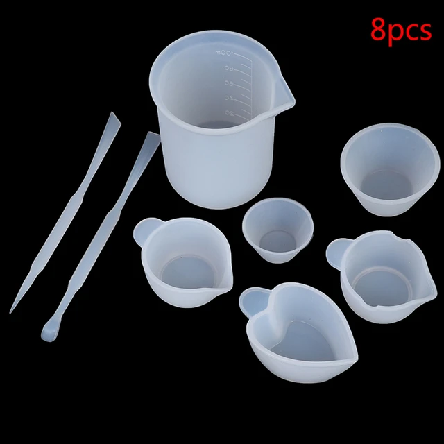 8pcs Silicone Measuring Cups for Resin 100ml 10ml - Nonstick Silicone Mixing Cups / DIY Glue Tools Epoxy Resin Cups