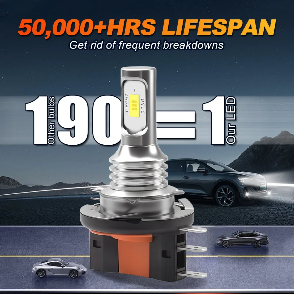 2 Stück H15 LED-Scheinwerferlampen Canbus 200W Fernlicht Tagfahrlicht DRL 6000K für VW Audi BMW Ford Mazda Benz – Detail 5