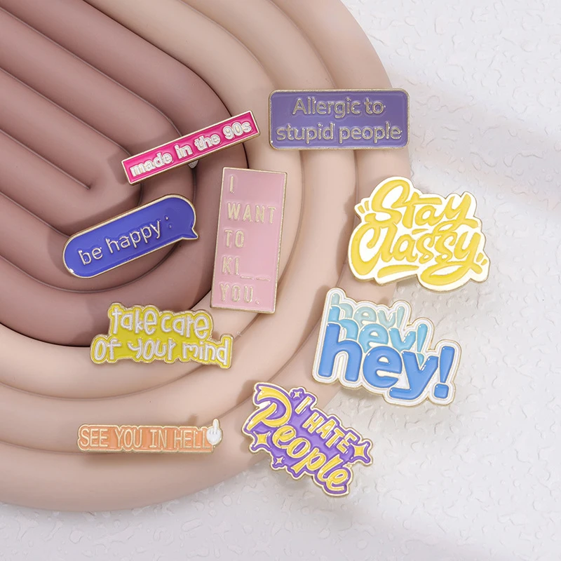 Fashion Brooches Cartoon Color Text Oil Drop Lapel Brooch Badge Pin