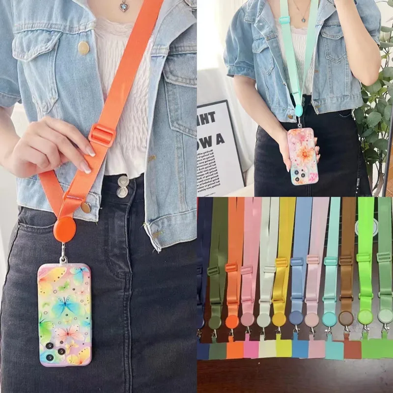 

3pcs Cheap New Mobile Phone Lanyard Crossbody Detachable Adjustable Halter Universal Lanyard Mobile Phone Charm Patch Note Color