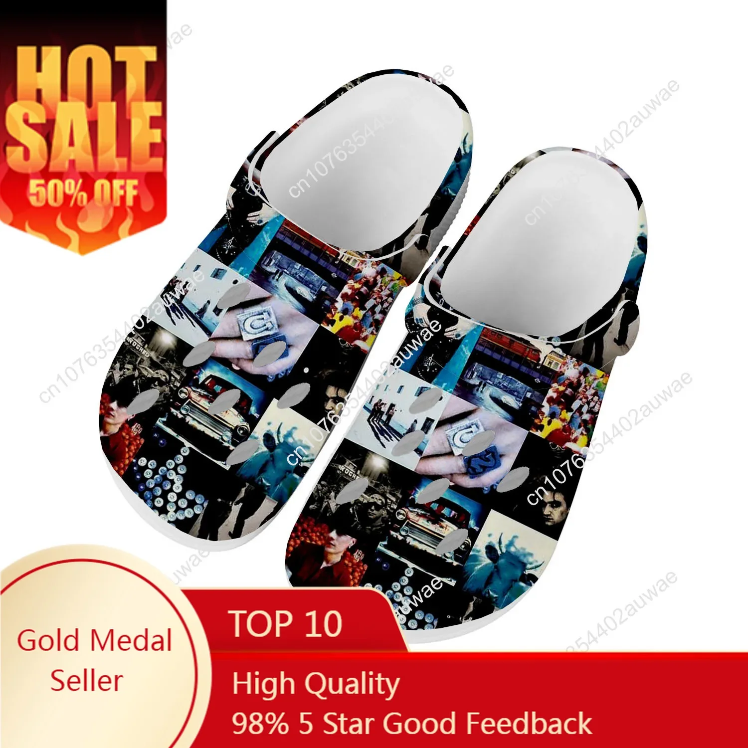

U2 Rock Band Punk Home Clog Mens Women Youth Boy Girl Sandals Shoes Garden Custom Made Breathable Shoe Beach Hole Slippers White