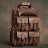 Genuine Leather Men's Backpack Vintage Bag Outdoor Travel Backpack Fitness bag Laptop Backpack Schoolbag For Laptop 17 Inch 2