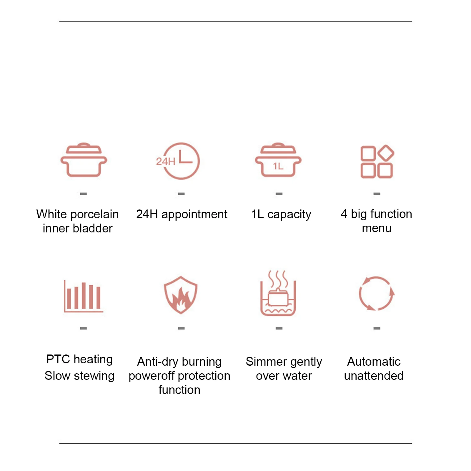 1L Electric Slow Cooker Food Steamer Ceramic Pot Multifunction BirdNest Soup Stew Pregnant Tonic Baby Supplement Heater Warmer 6