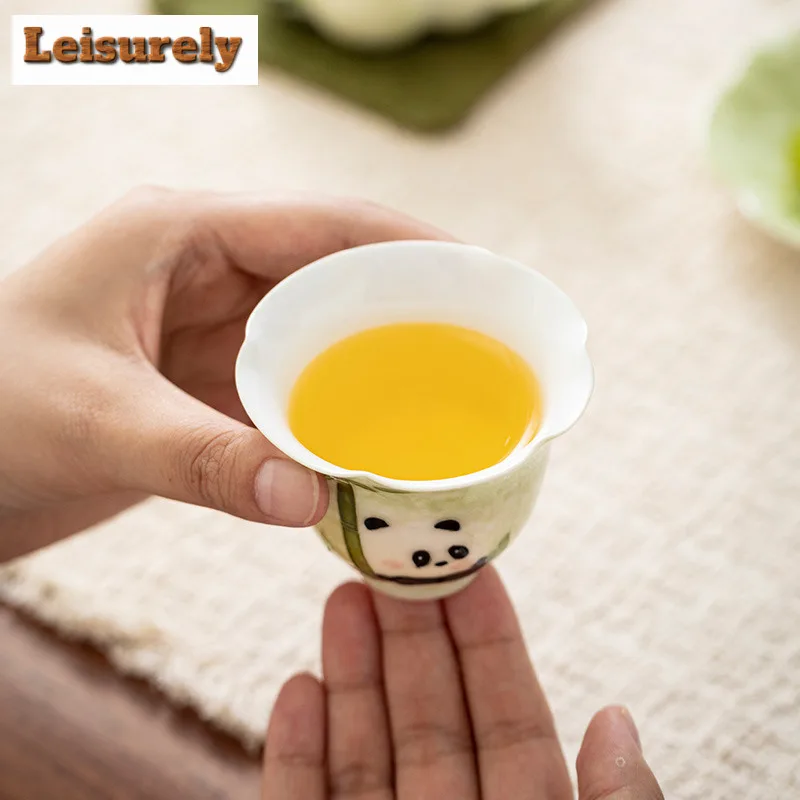 70ml Hand-painted Panda Teacup Handmade Tea Bowl Cute Cup Tea-tasting Personal Cup Chazhan Master Cups Household Teaware Craft