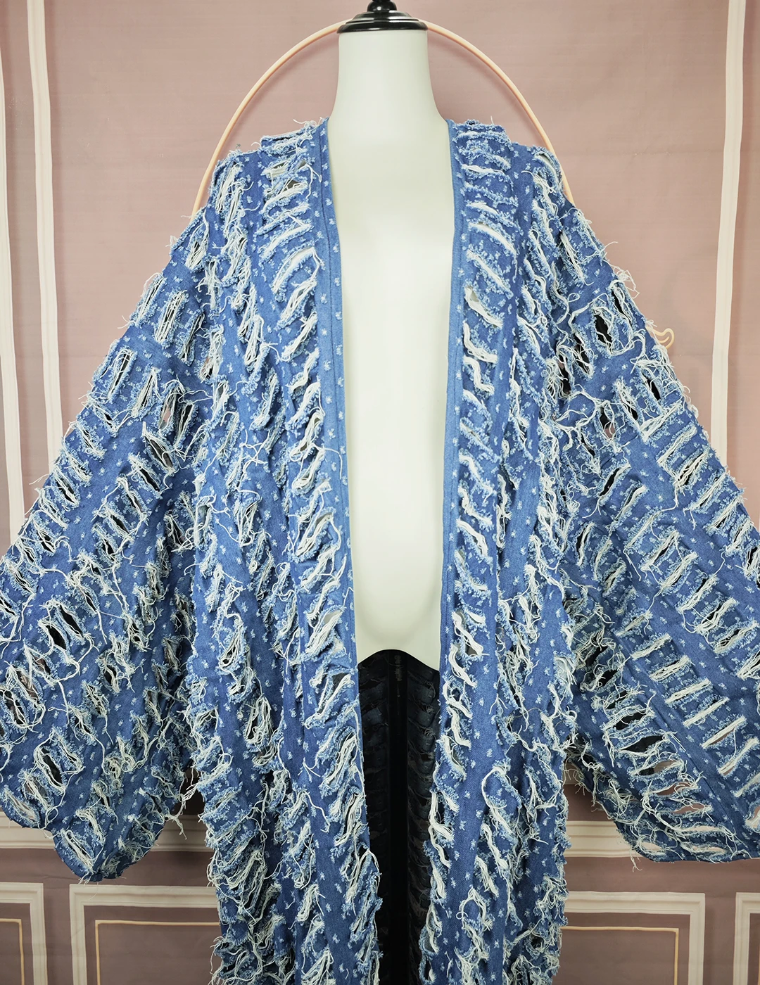African Dress Fashion Hollow Denim Spring Loose Cardigans African Lady Swimsuit Cover Up Long Coat