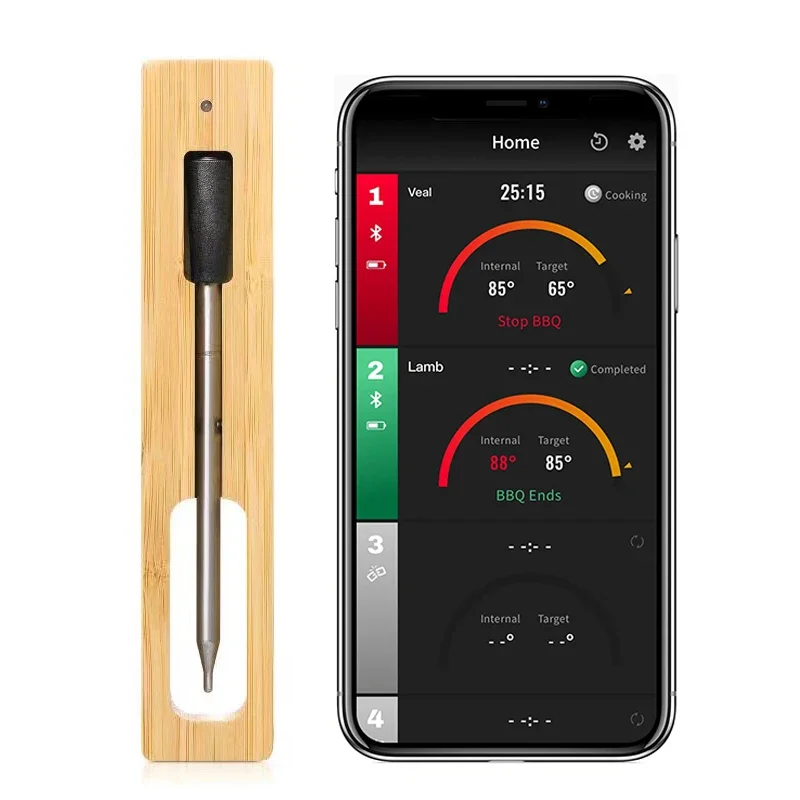 Wireless Meat Food Thermometer for Oven Grill BBQ Smoker Kitchen Smart Digital Bluetooth Temperature Gauge