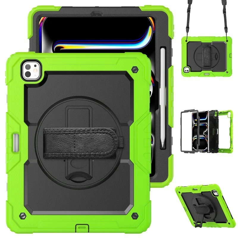 Kickstand Shockproof Case with PET Screen Protector and Shoulder Strap