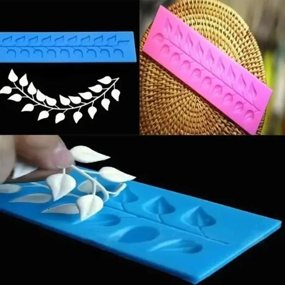 1 Pcs Leaf Shaped Bark Texture Silicone Mold Baking Tool, Sugar Cake Decoration, Chocolate Lace Edging Mold