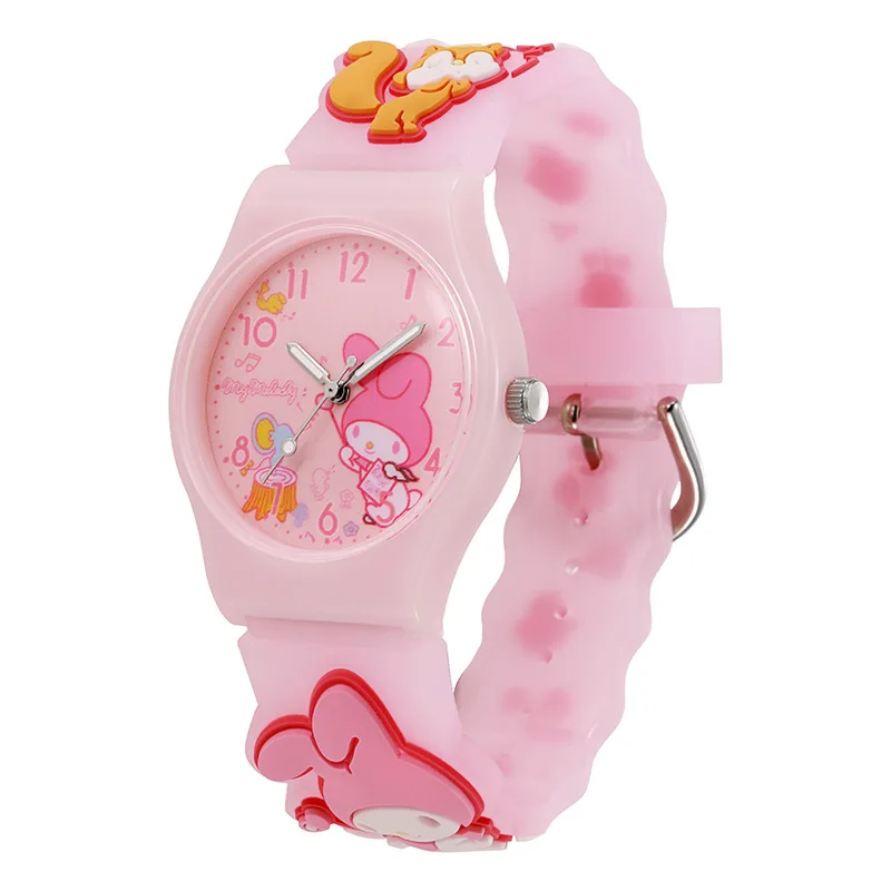 thumbnail image 1 of Reloj de pulsera con patrón 3D de Anime Sanrio, reloj de cuarzo resistente al agua de Hello Kitty Cinnamoro, correa de reloj de gel de sílice de dibujos animados, regalo de cumpleaños para niños, 1 of 5