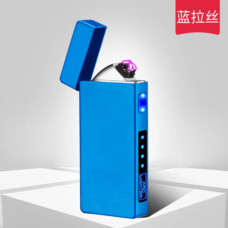 2022 NEW USB Metal Double Arc Windproof Plasma Lighter, Touch Sensor, LED Power Display, Men's Gift Cigarette Accessories 2