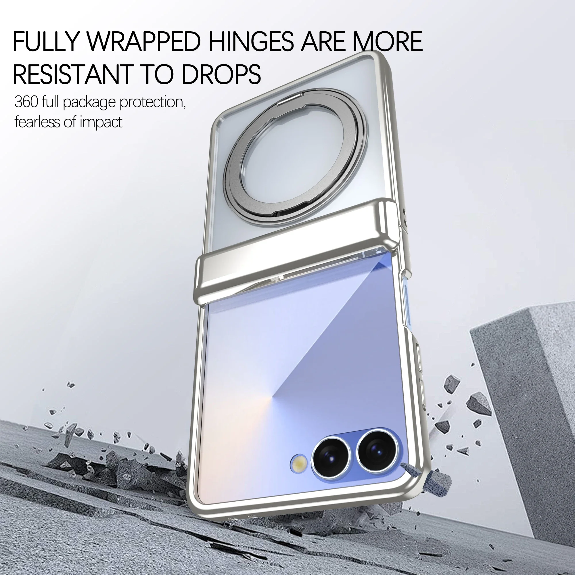 Electroplated Magnetic 360° Rotating Bracket Phone Case with Hinge Protection