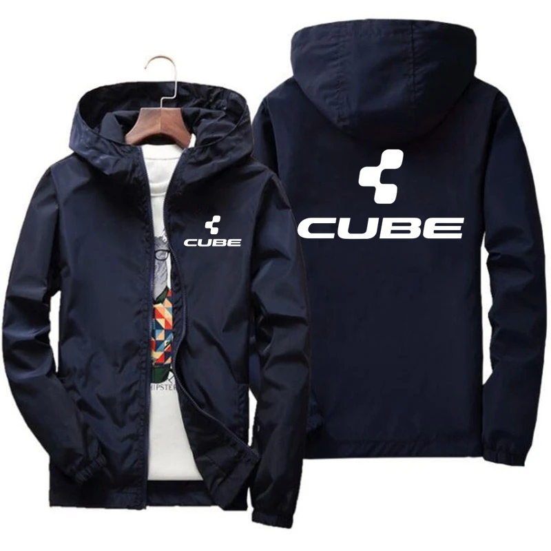 

2023 latest letter Print men's spring and autumn zipper casual hooded bomber jacket Cube fashion windbreaker