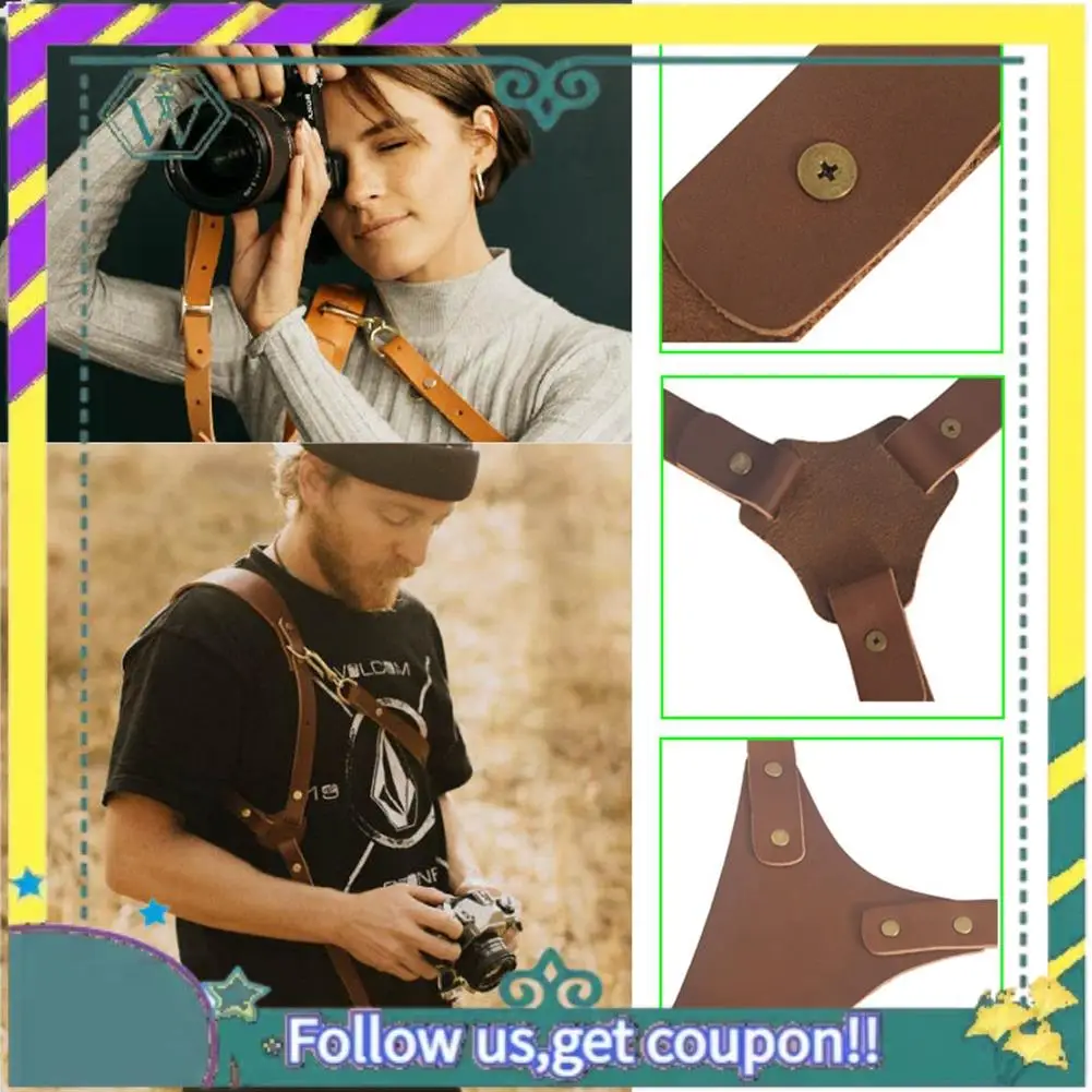 새로운 카메라 스트랩 가죽 더블 숄더 가죽 하네스 스트랩 DSLR/SLR 카메라 용 사진 장비