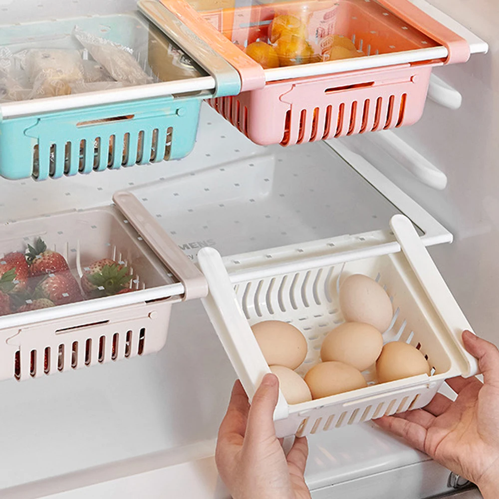 

Shelf Box Retractable Layer Tiered Organizer Refrigerator Shelf Fridge Fresh Storage Organizer Multifunctional Divider Kitchen
