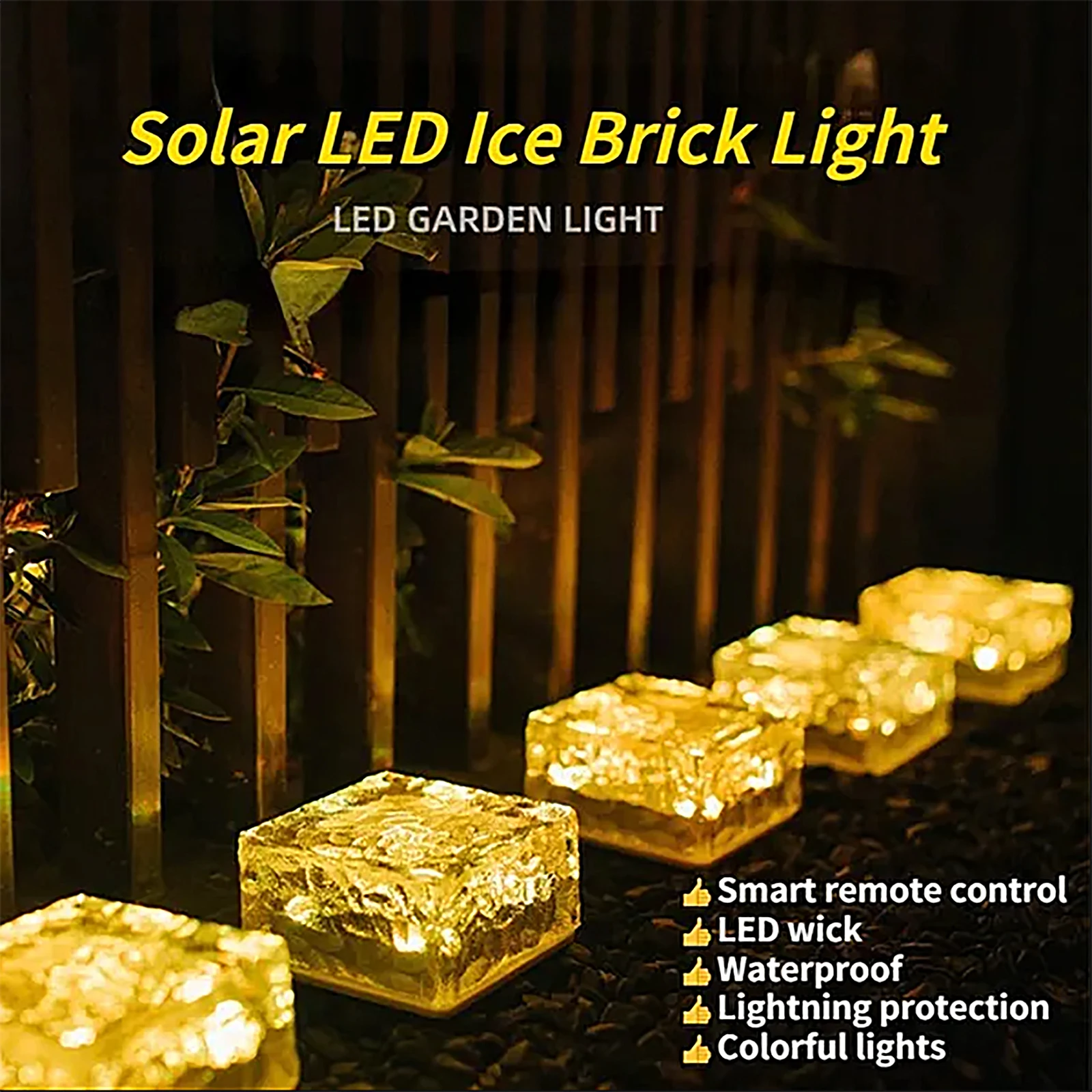 2pcs 6LED Solar Brick Lights Outdoor Waterproof Paver Lights Landscape Lights Ice Cube Light for Garden Pathway Walkway Decor