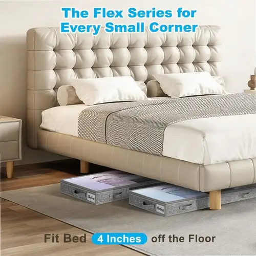 Rolling Underbed Storage Bins with Clear Lid, Large Capacity for Seasonal Clothes Blankets, Bedroom Dorm Organizer - Image 6