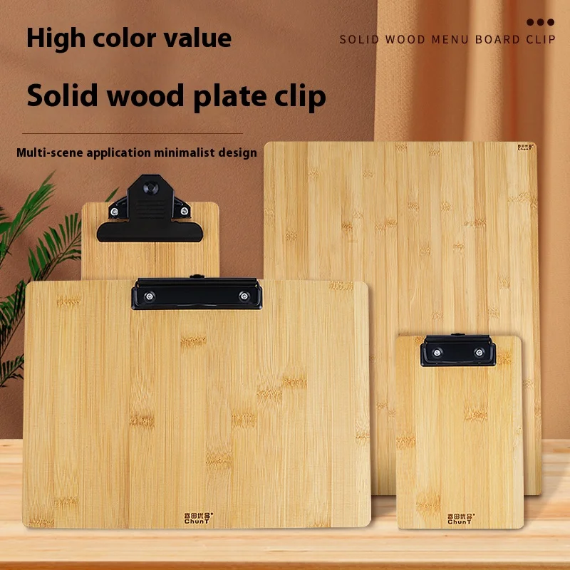 Solid Wood Folder  Menu Clip Writing Cafe Restaurant A4 Board Clip Clipboard  Paper Holder Office  Clip Board File Folders