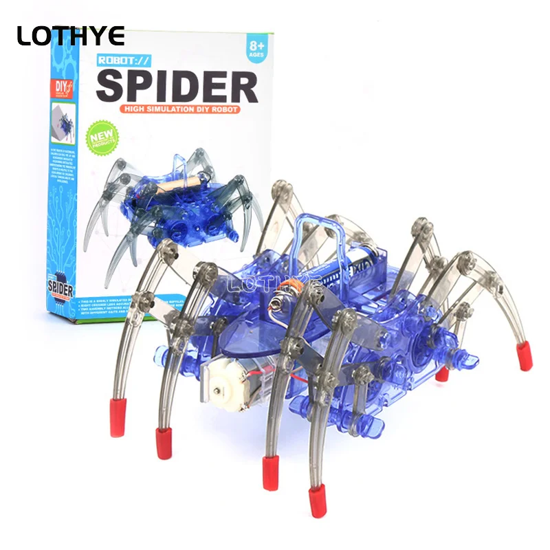 Diy Elektrische Spider Robot Puzzel Speelgoed Elektrische Kruipen Animal Science Onderwijs Stem Speelgoed Model Elektronische Huisdier Geschenken Voor Kinderen