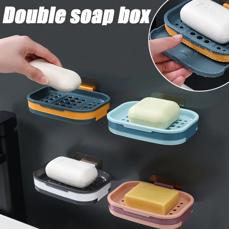 Wall Soap Box, Wall-mounted Soap Holder, Punch-free Self-adhesive