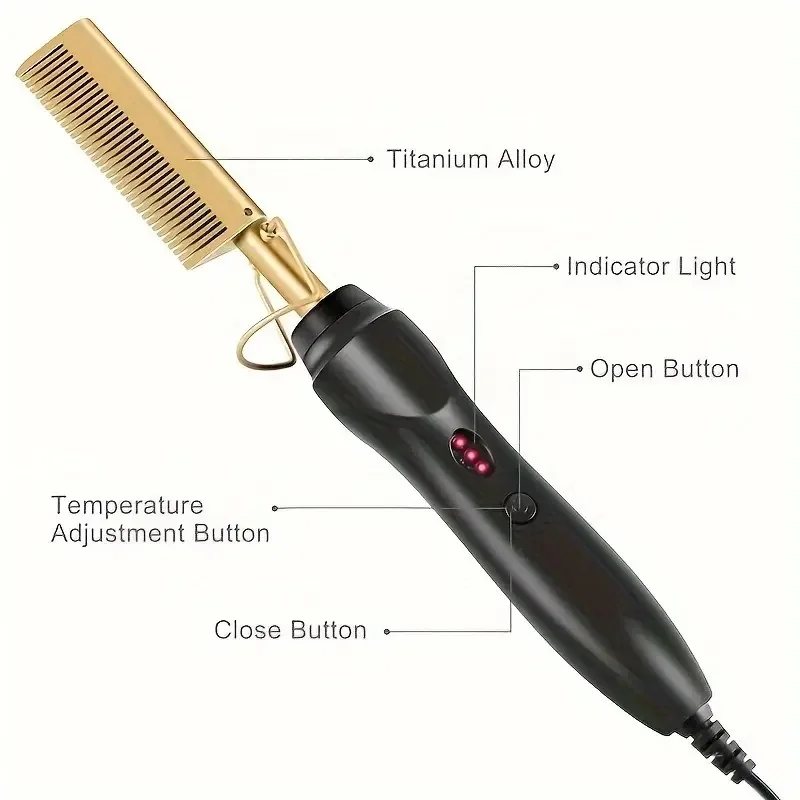 Multi Functional Electric Copper Comb Straightener Dual-purpose for Comb Perm Stick Curly and Straight Hair hair straightener brush hair straightener comb hair straightener curling stick