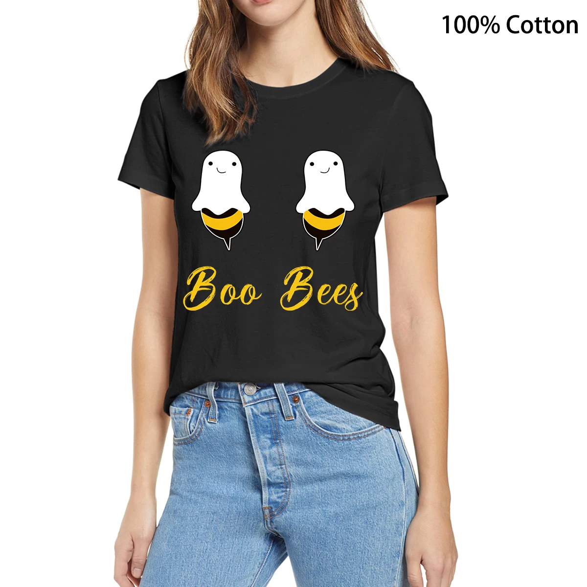 Модный костюм Boo Bees пары на Хэллоуин забавная Винтажная летняя женская футболка