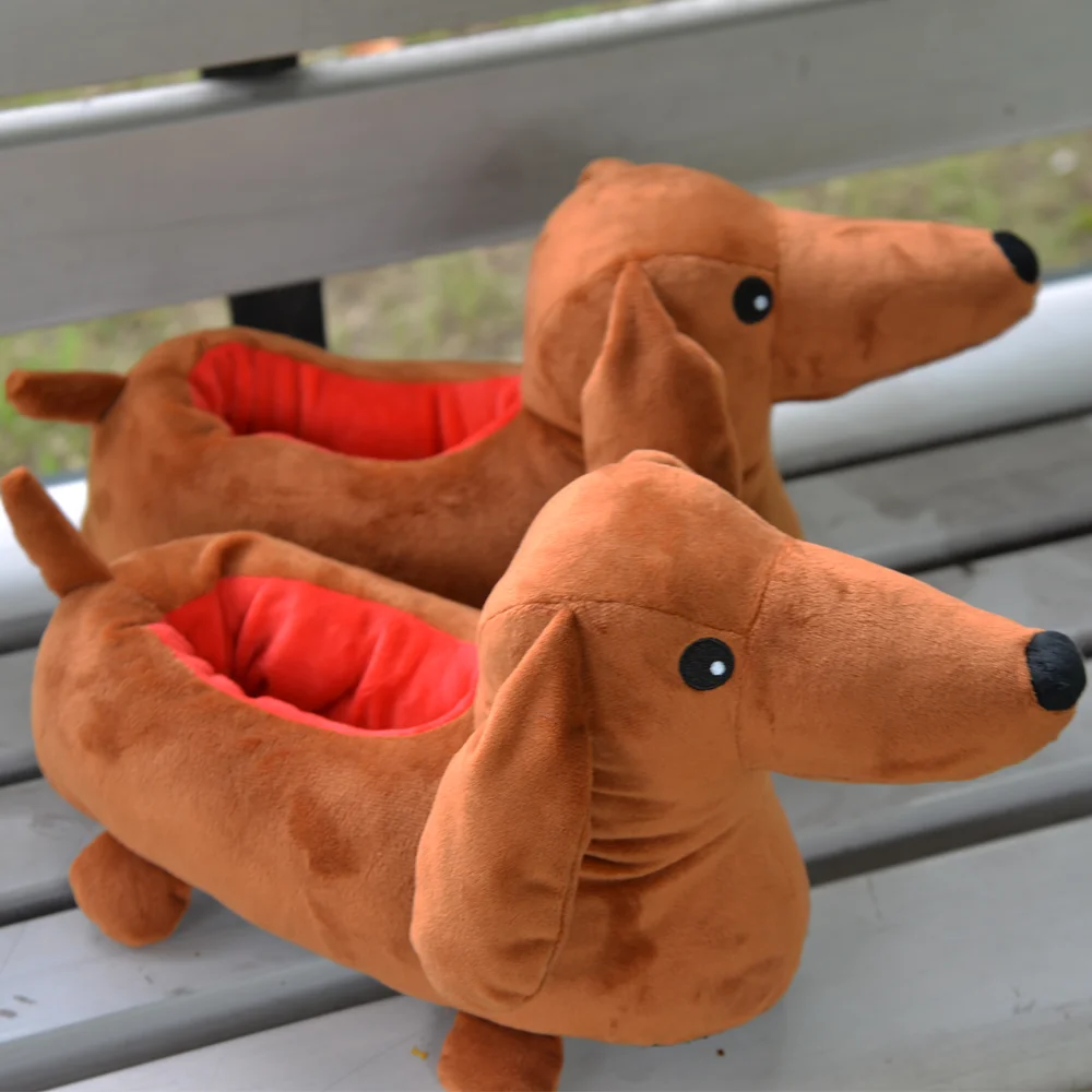 Plush Slippers Wiener Dog Slippers Rytanda Dachshund Dog Style