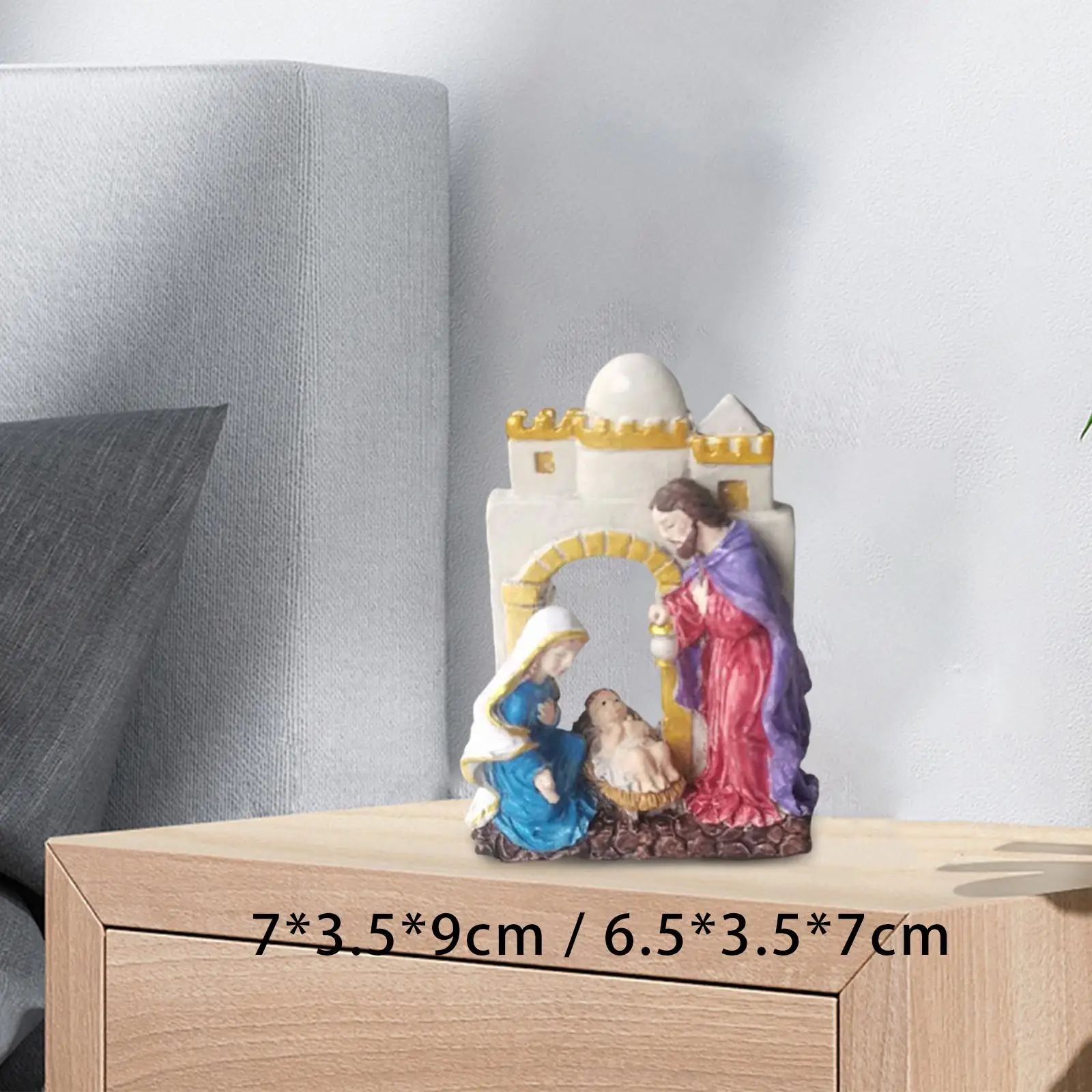 Resin Holy Family Figurine Home Deor Religious Nativity Scene Ornament for Church Holiday Wedding Memorial Holiday Gifts